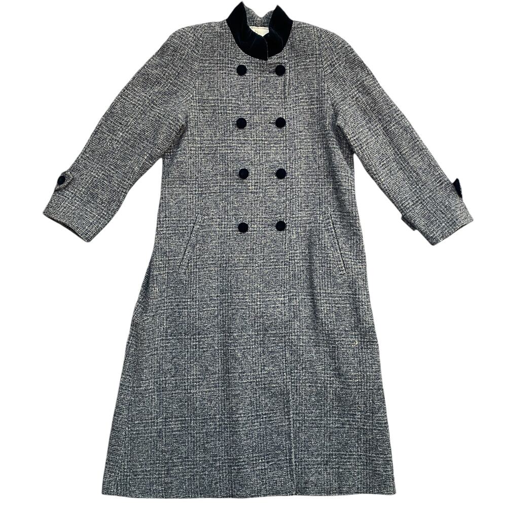 Vintage Grey Long Wool Coat Womens 10 Double Breasted Peacoat Winter FS Limited